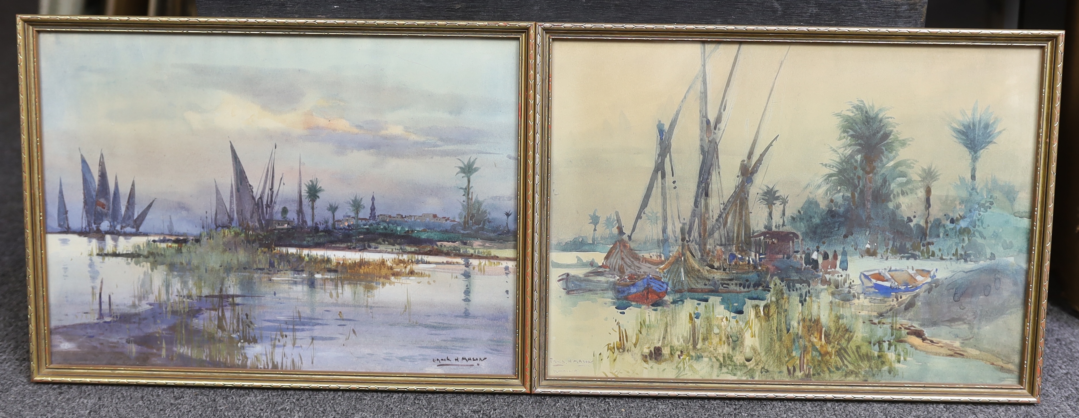Frank H. Mason (British, 1875-1965), pair of watercolours, 'Ismailia', signed and titled, 24.5 x 34cm